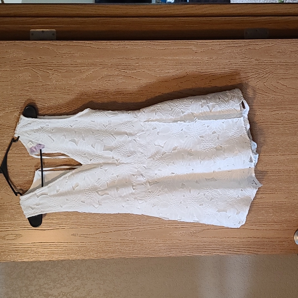 Alya white lace romper. Size L